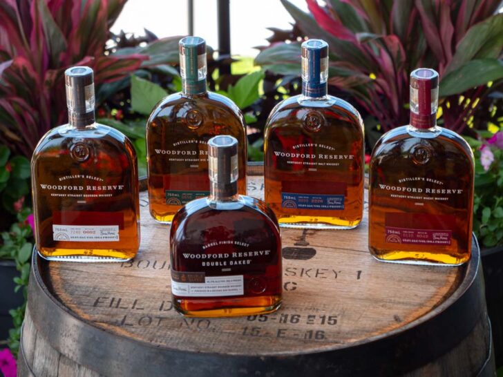Different type of Woodford Reserve bourbon bottles