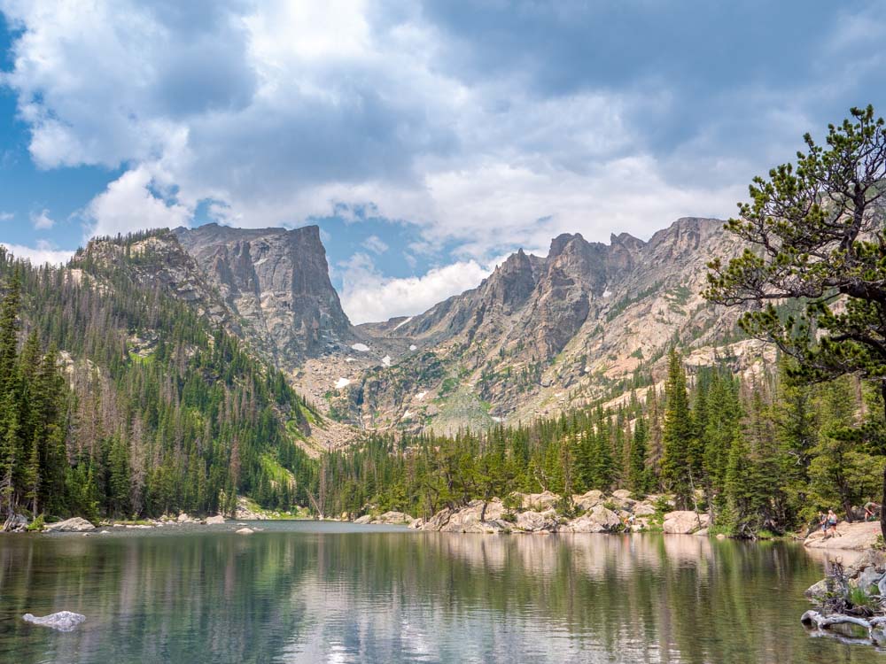 a lake surrounded by mountains