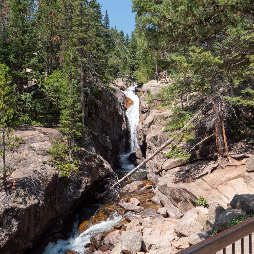 a waterfall in a forest