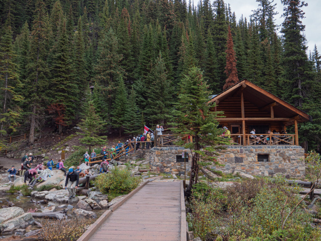Lines forming at the Lake Agnes Tea House