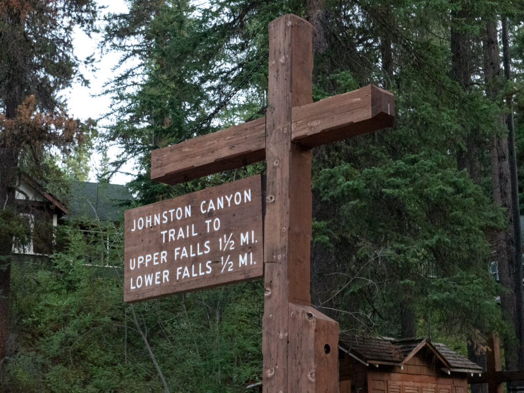 Trailhead sign leading to Johnston Canyon Ink Pots Canada