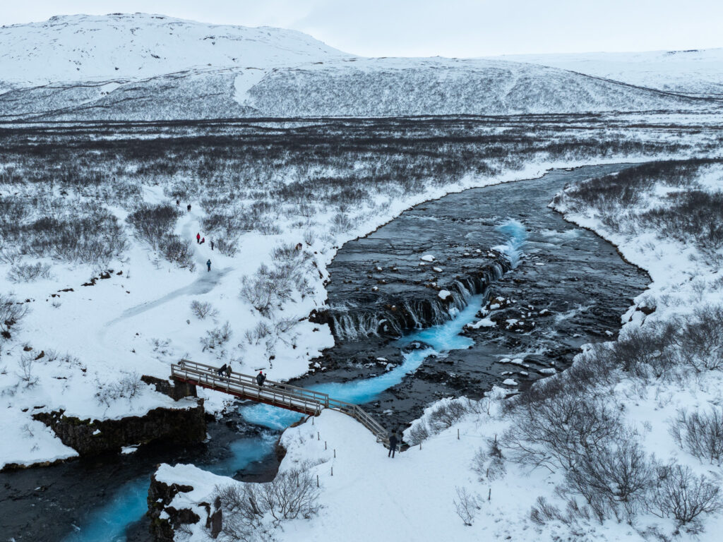 aerial image of a waterfall