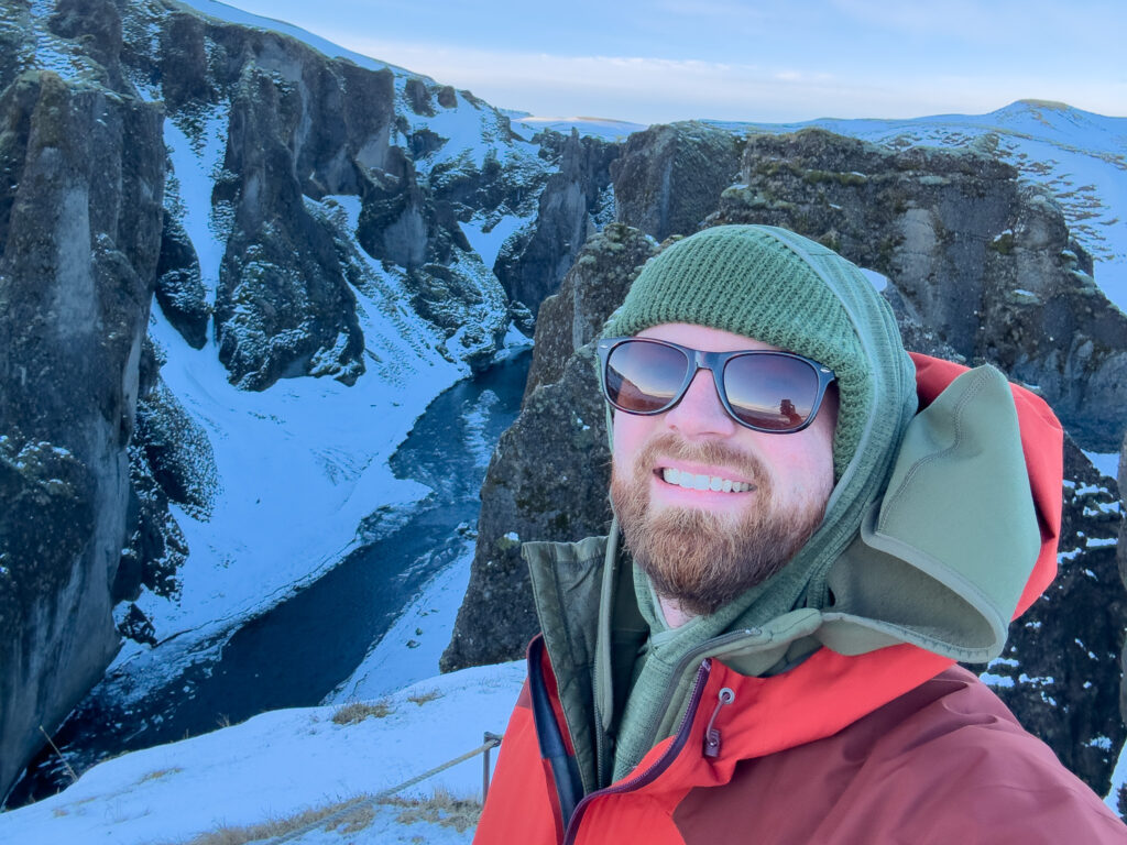 selfie in front of a canyon