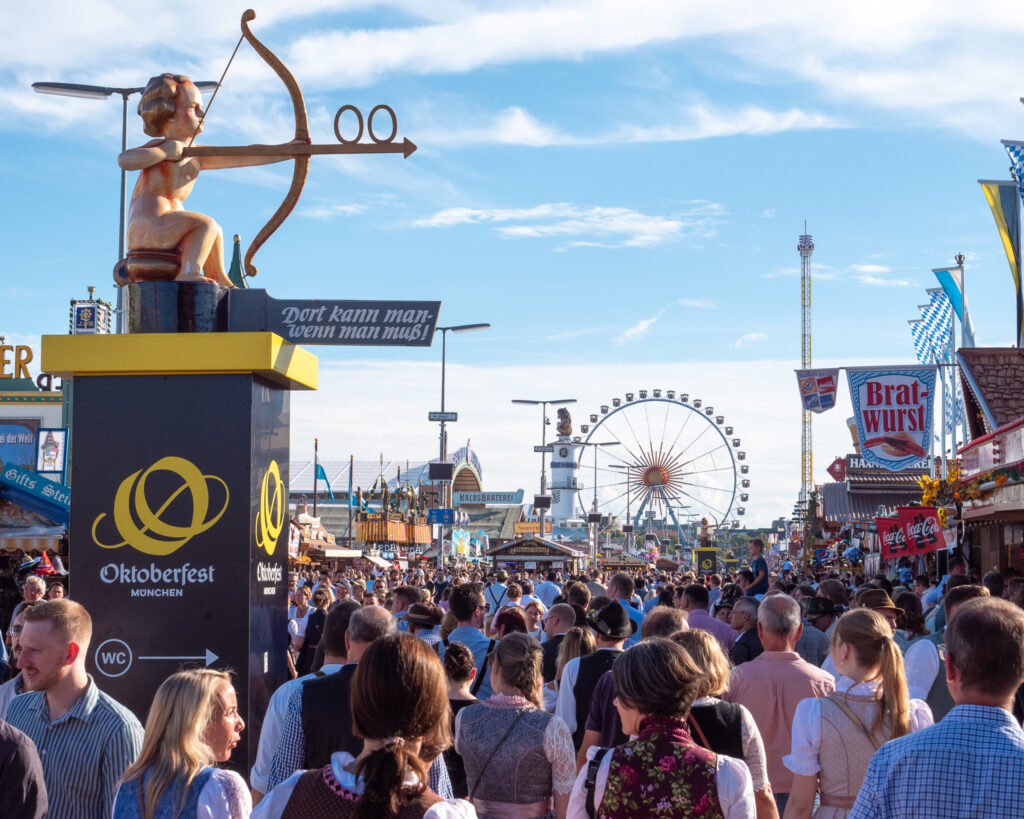 a crowd of people at a fair