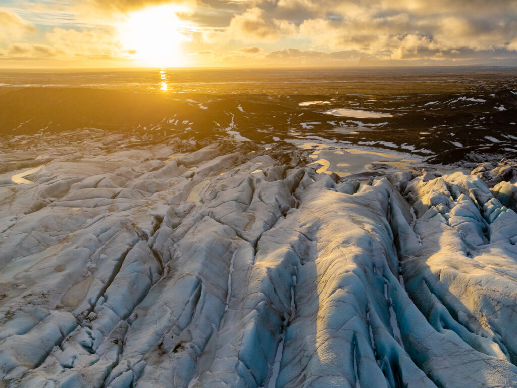 sunset above a glacier